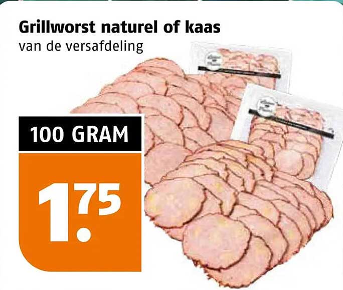 Grillworst naturel of kaas van de versafdeling