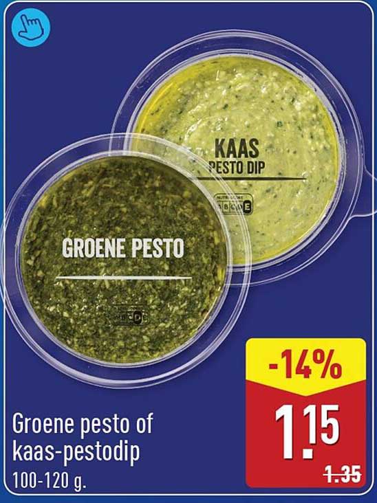 Groene pesto of kaas-pestodip 100-120 g. -14%