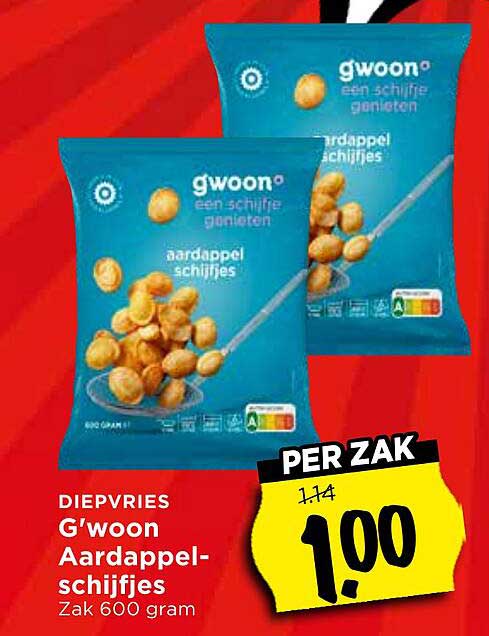 G'woon Aardappelschijfjes Zak 600 gram PER ZAK