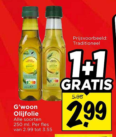 G'woon Olijfolie 1+1 GRATIS