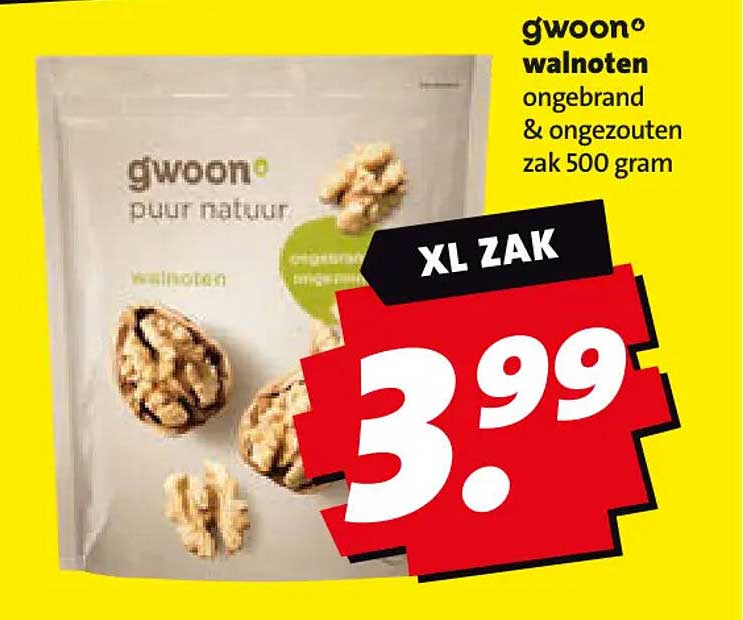 g'woon walnoten ongebrand & ongezouten zak 500 gram XL ZAK