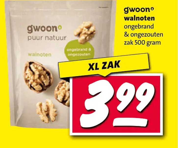 g'woon walnoten ongebrand & ongezouten zak 500 gram XL ZAK