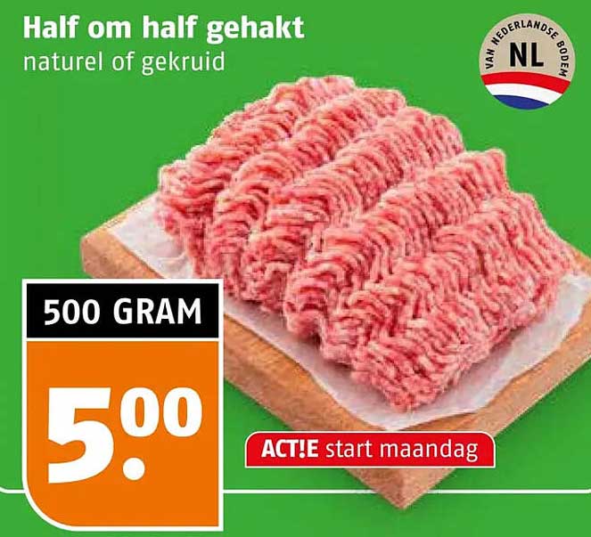 Half om half gehakt naturel of gekruid