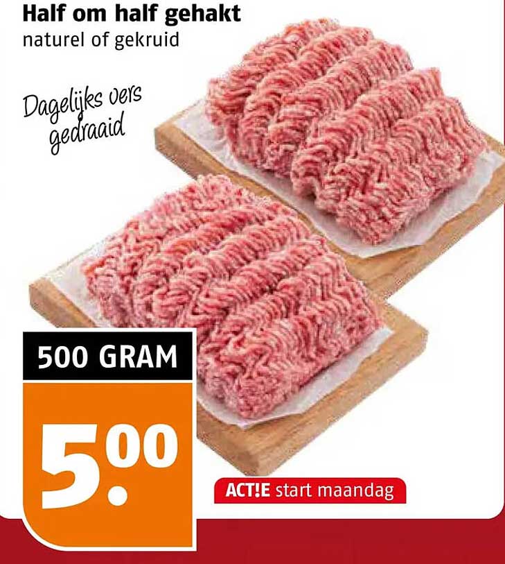 Half om half gehakt naturel of gekruid