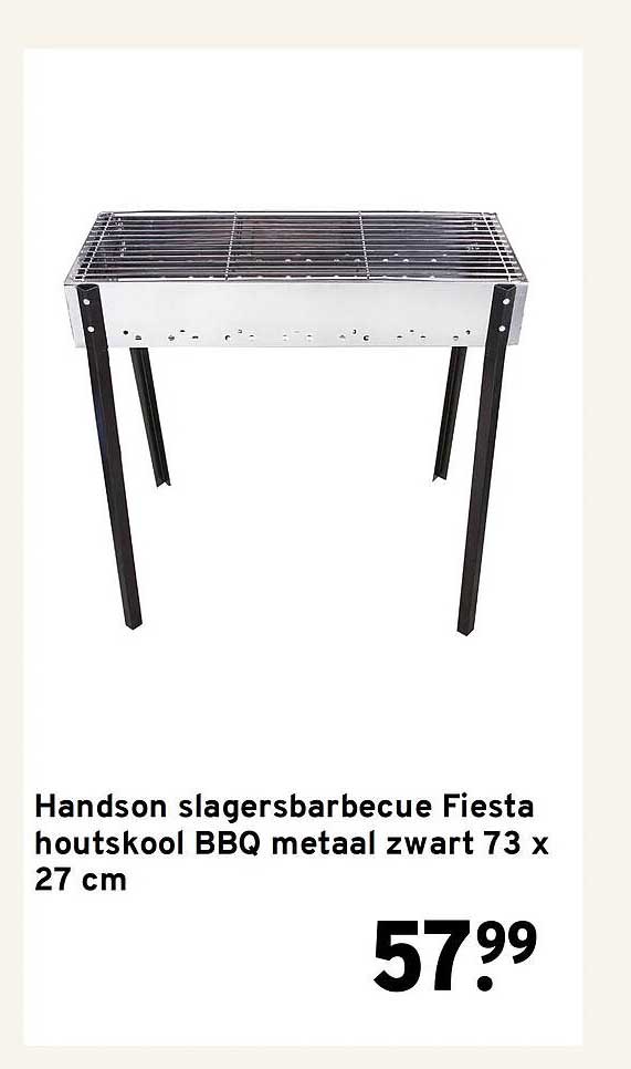 Handson slagersbarbecue Fiesta houtskool BBQ metaal zwart 73 x 27 cm