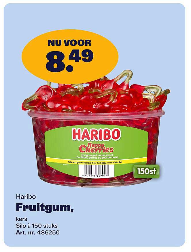 Haribo Fruitgum, kers Silo à 150 stuks