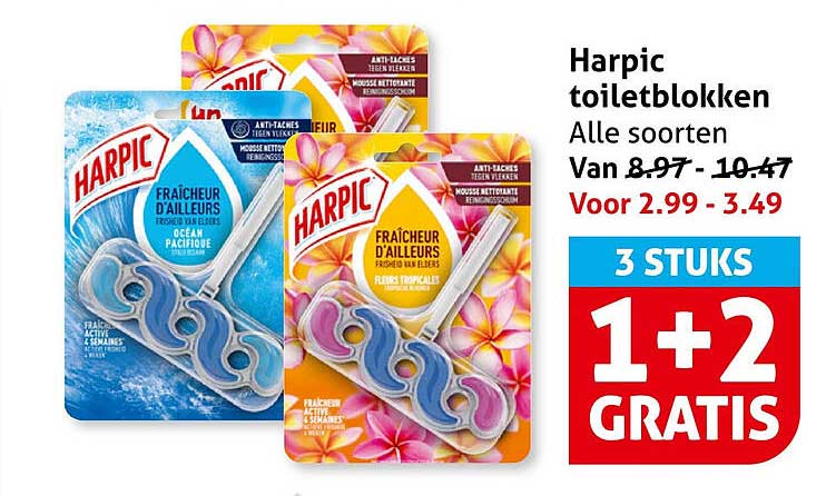 Harpic toiletblokken Alle soorten 3 STUKS 1+2 GRATIS