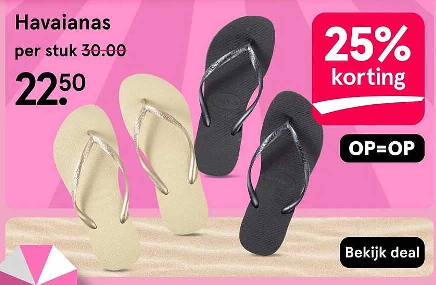 Havaianas 25% korting OP=OP