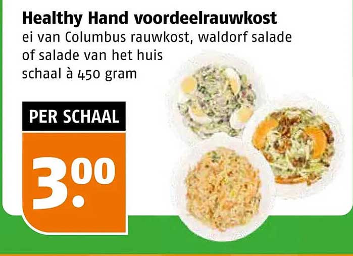 Healthy Hand voordeelrauwkost ei van Columbus rauwkost, waldorf salade of salade van het huis schaal à 450 gram