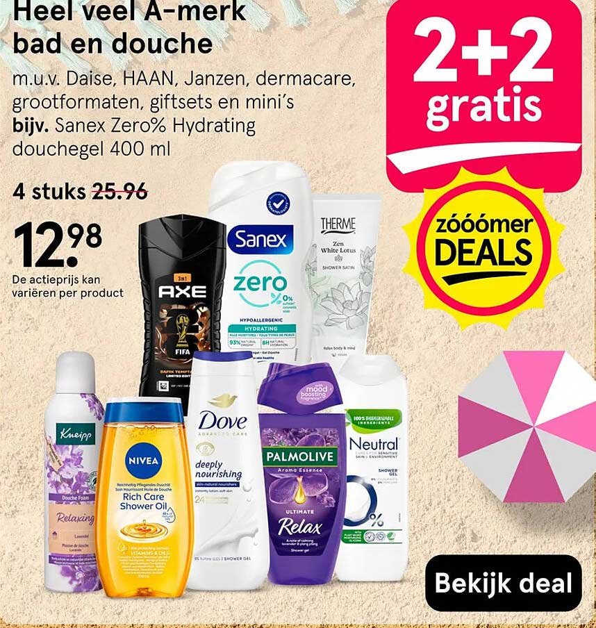 Heel veel A-merk bad en douche 2+2 gratis