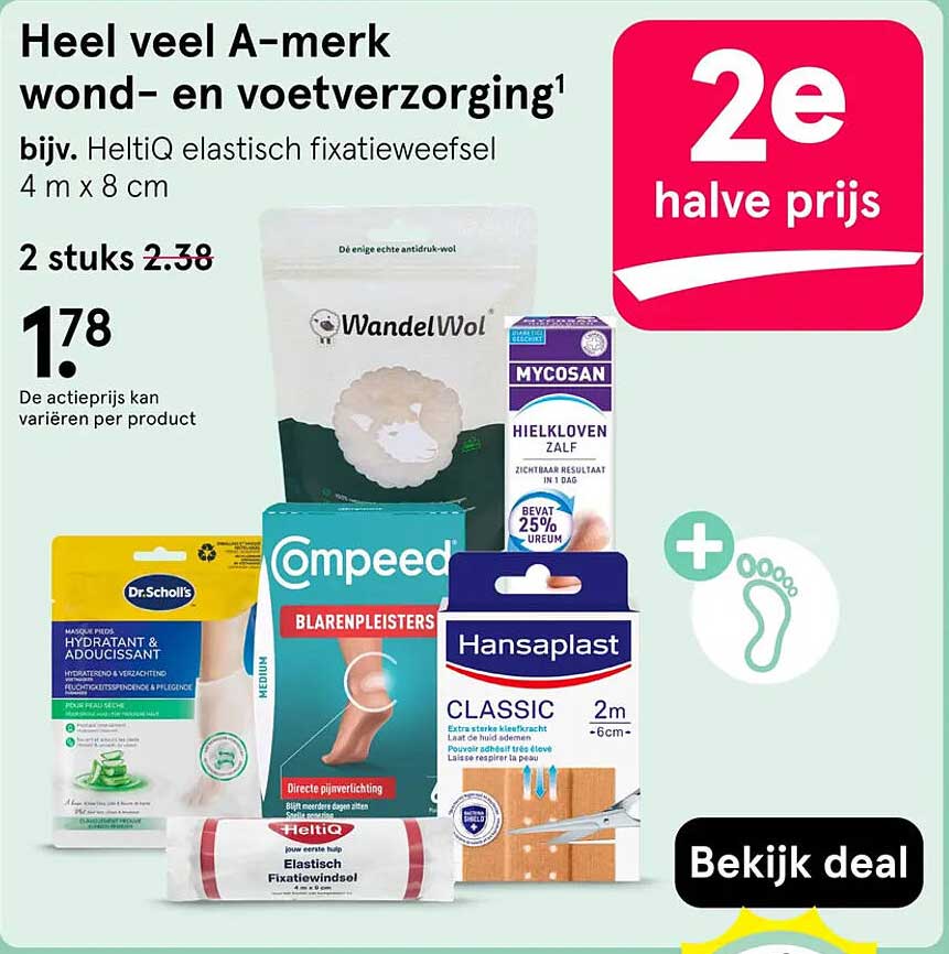 Heel veel A-merk wond- en voetverzorging 2e halve prijs