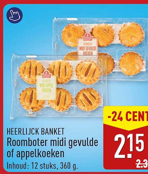 Heerlijk banket Roomboter midi gevulde of appelkoeken