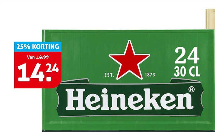 Heineken 24 x 30 cl 25% korting