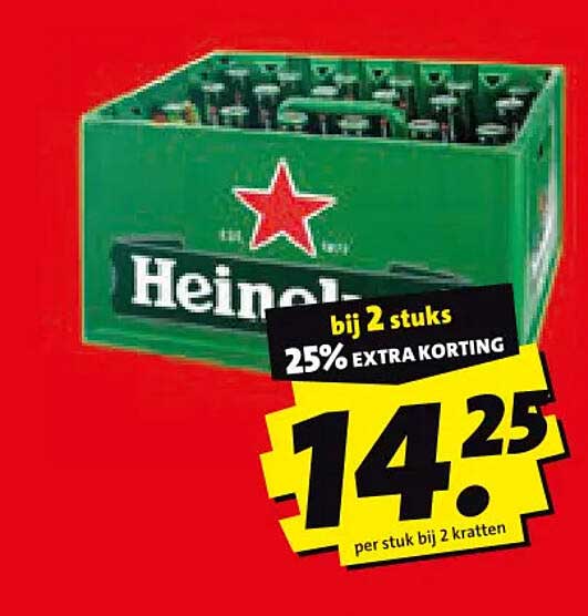 Heineken bij 2 stuks 25% EXTRA KORTING