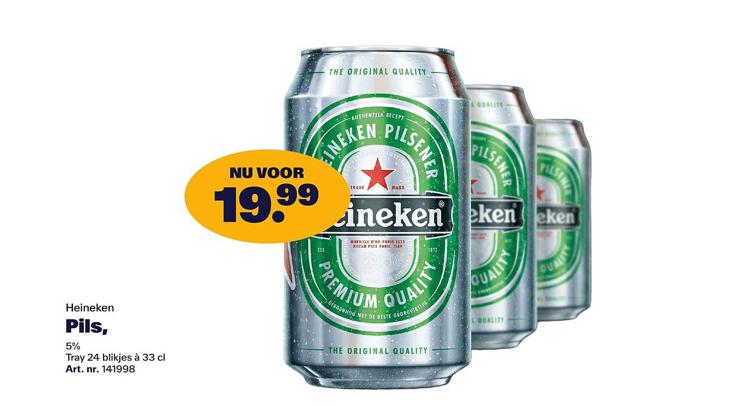 Heineken Pils, 5% Tray 24 blikjes à 33 cl