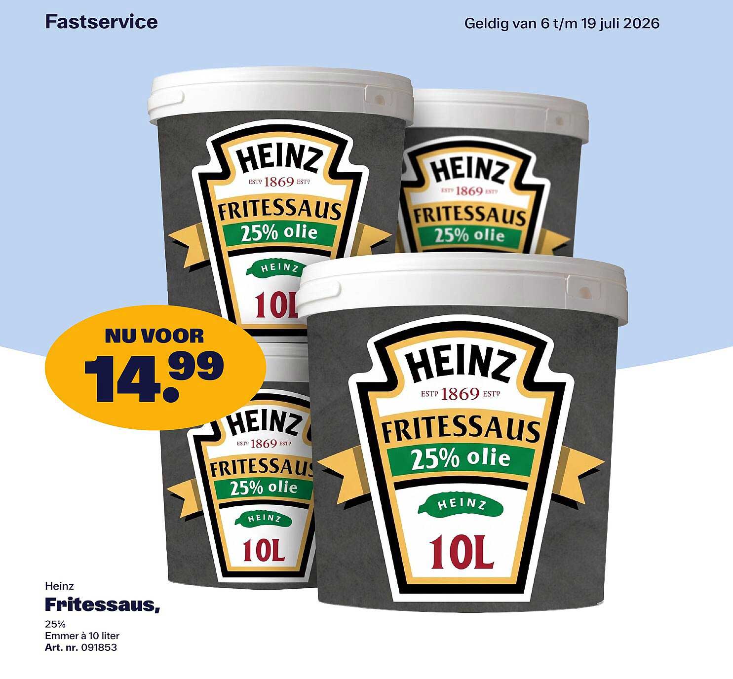 Heinz Fritessaus, 25% Emmer à 10 liter
