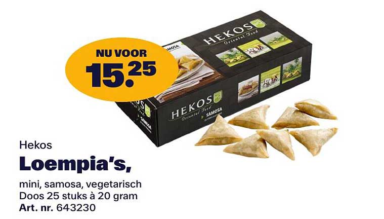 Hekos Loempia's, mini, samosa, vegetarisch Doos 25 stuks à 20 gram