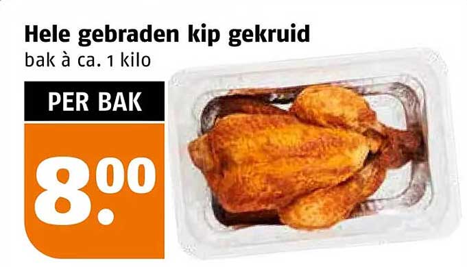 Hele gebraden kip gekruid bak à ca. 1 kilo