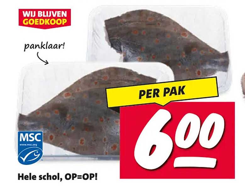 Hele schol, OP=OP! PER PAK
