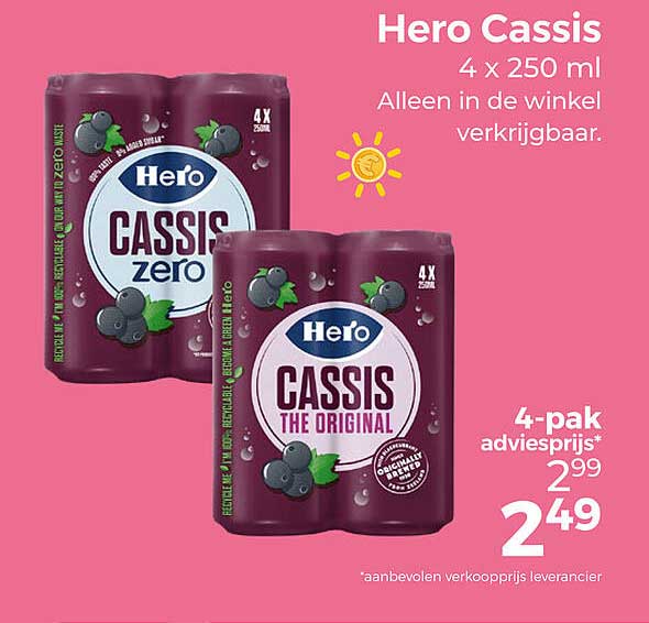 Hero Cassis 4 x 250 ml