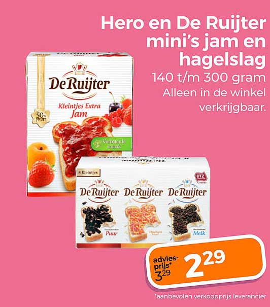 Hero en De Ruijter mini’s jam en hagelslag