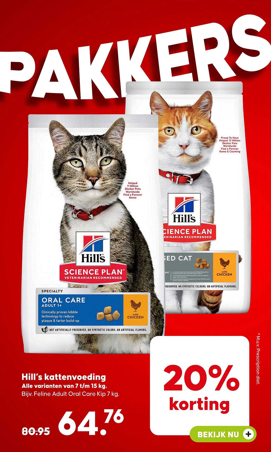 Hill’s kattenvoeding 20% korting