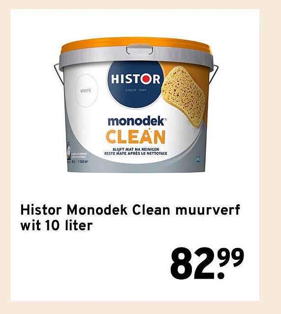 Histor Monodek Clean muurverf wit 10 liter
