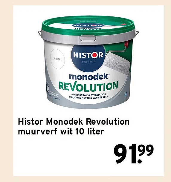 Histor Monodek Revolution muurverf wit 10 liter