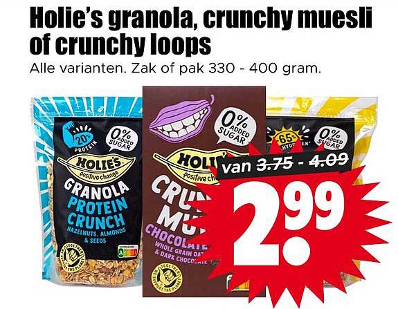 Holie’s granola, crunchy muesli of crunchy loops