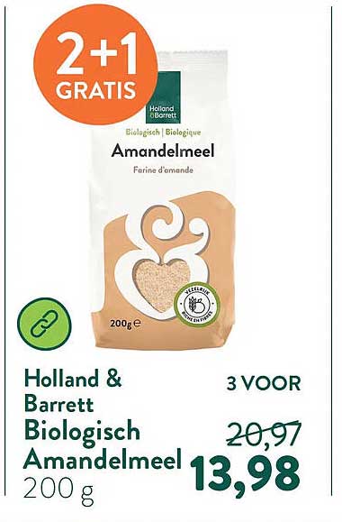 Holland & Barrett Biologisch Amandelmeel 200 g 2+1 GRATIS