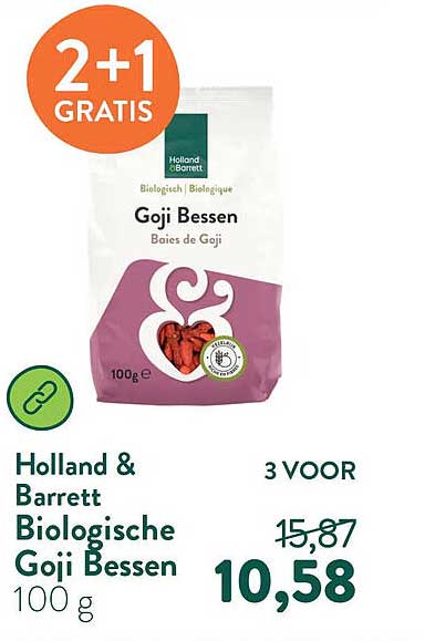 Holland & Barrett Biologische Goji Bessen 100 g 2+1 GRATIS