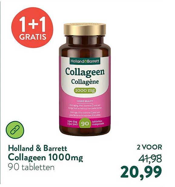 Holland & Barrett Collageen 1000mg 90 tabletten 1+1 GRATIS