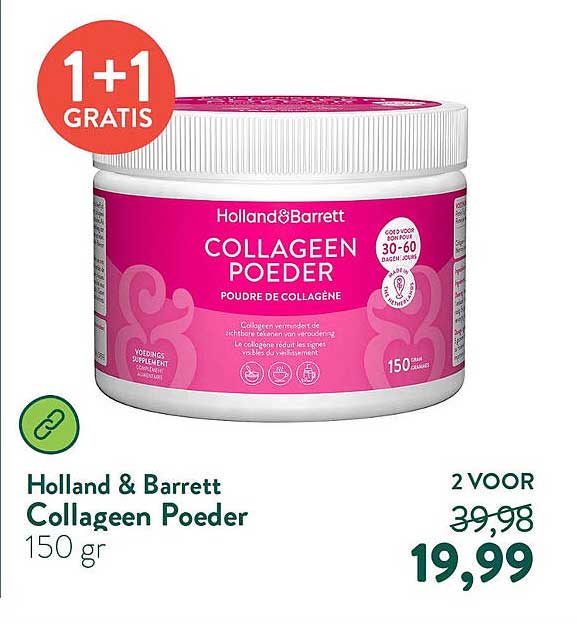 Holland & Barrett Collageen Poeder 1+1 gratis