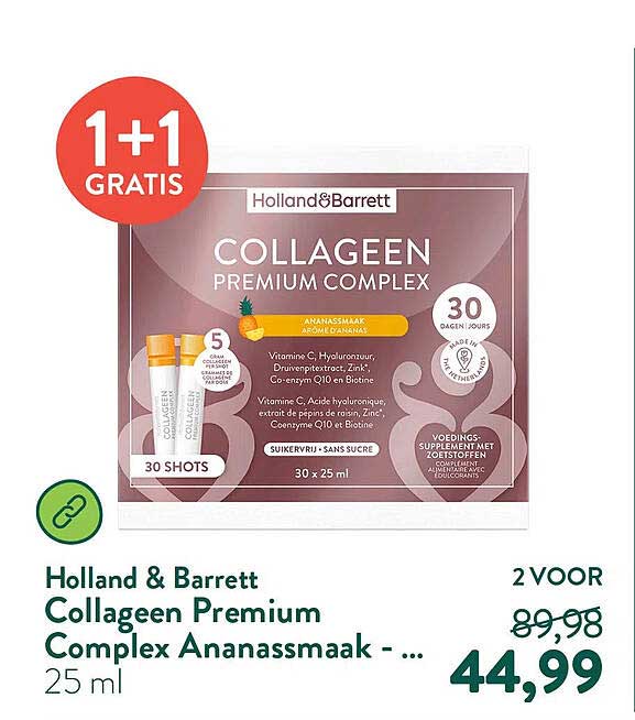 Holland & Barrett Collageen Premium Complex Ananassmaak - ... 1+1 gratis