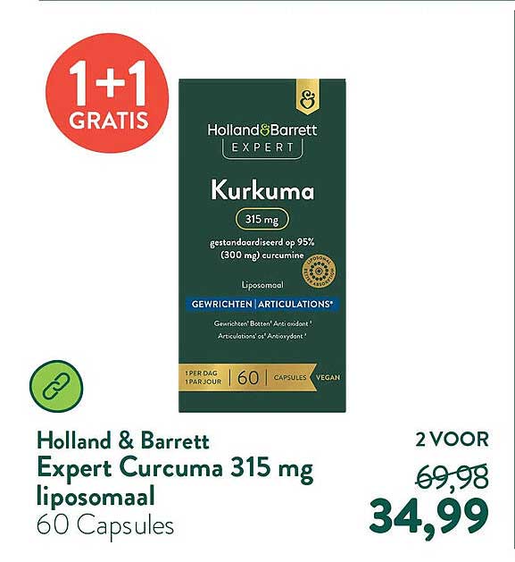 Holland & Barrett Expert Curcuma 315 mg liposomaal 60 Capsules 1+1 gratis