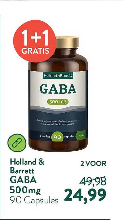 Holland & Barrett GABA 500mg 90 Capsules 1+1 GRATIS