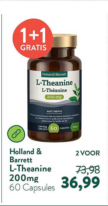 Holland & Barrett L-Theanine 200mg 60 Capsules 1+1 GRATIS