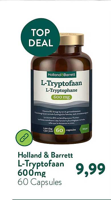 Holland & Barrett L-Tryptofaan 600mg 60 Capsules