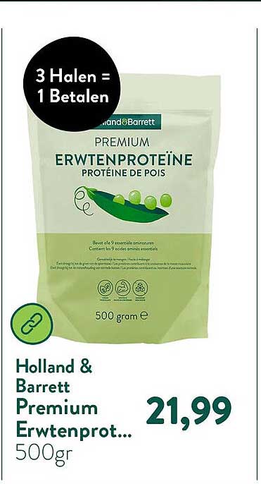Holland & Barrett Premium Erwtenprot... 500gr 3 Halen = 1 Betalen