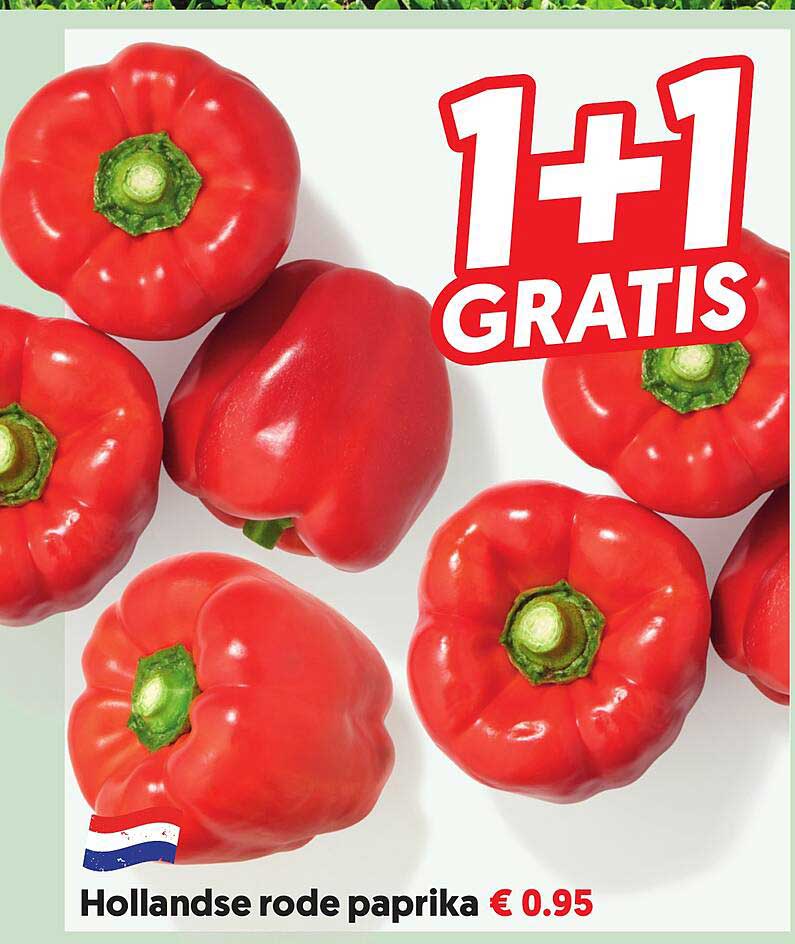 Hollandse rode paprika 1+1 gratis