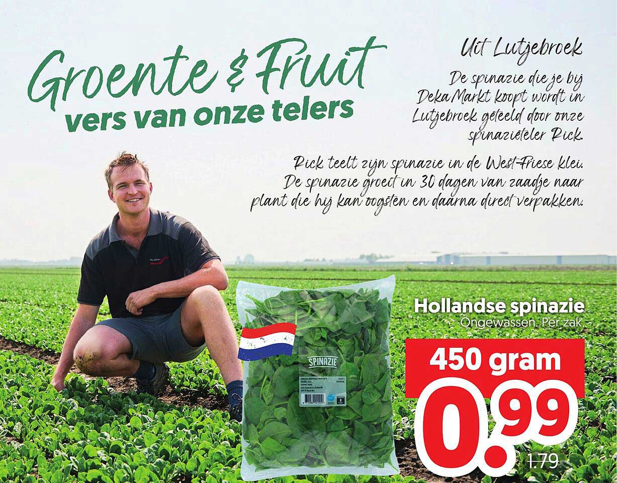 Hollandse spinazie Ongewassen, Per zak 450 gram
