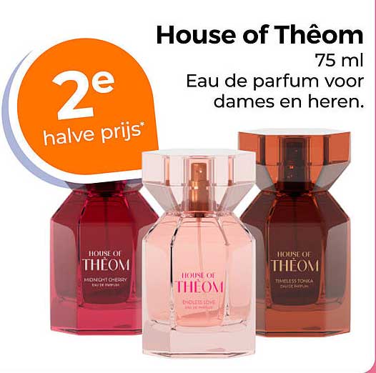 House of Thêom 75 ml Eau de parfum voor dames en heren. 2e halve prijs*