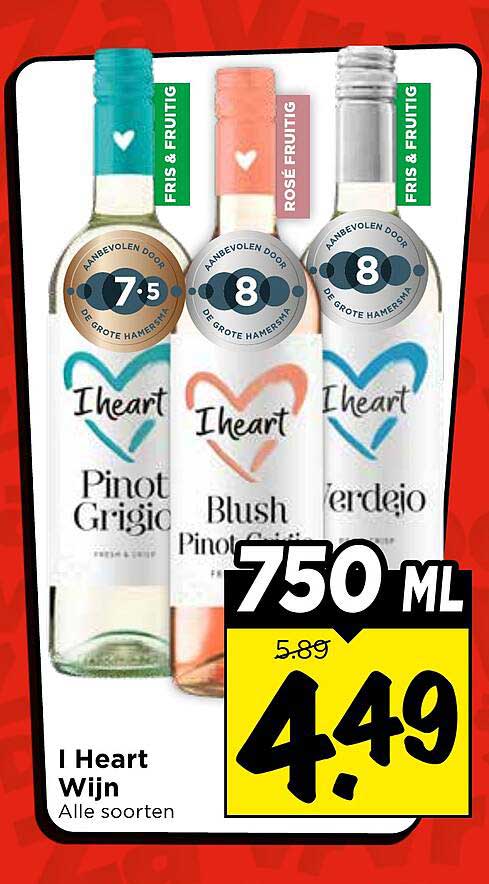 I heart Wijn Alle soorten 750 ML
