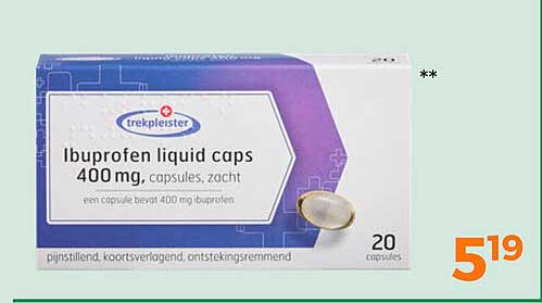 Ibuprofen liquid caps 400 mg, capsules, zacht