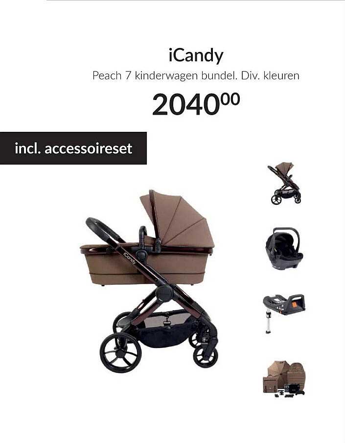 iCandy Peach 7 kinderwagen bundel. Div. kleuren incl. accessoireset