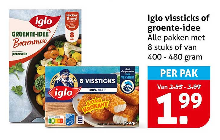 Iglo vissticks of groente-idee
