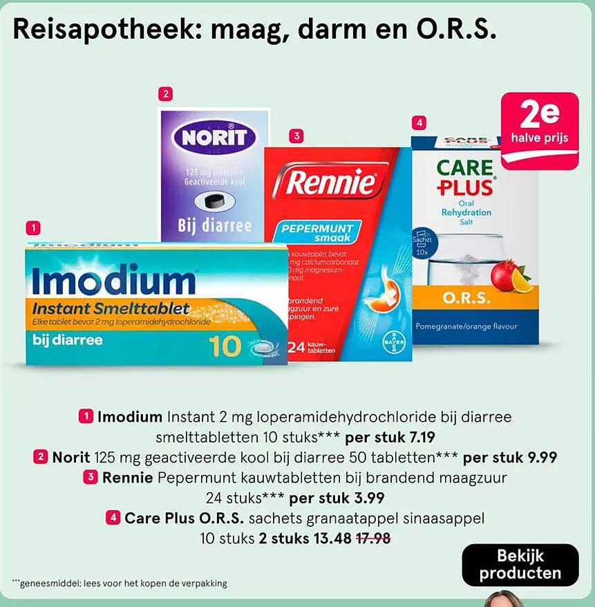 Imodium Instant 2 mg loperamidehydrochloride bij diarree smelttabletten 10 stuks*** per stuk