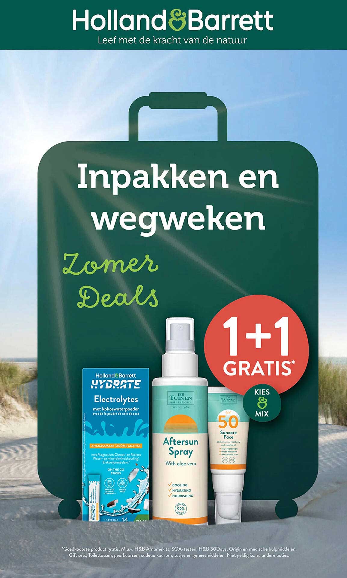 Inpakken en wegwezen Zomer Deals 1+1 GRATIS