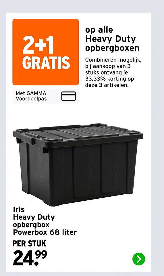 Iris Heavy Duty opbergbox Powerbox 68 liter 2+1 GRATIS