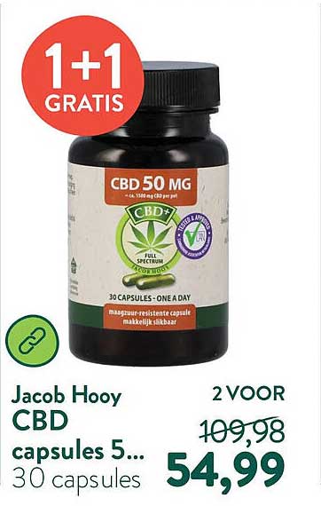 Jacob Hooy CBD capsules 5... 30 capsules 1+1 gratis